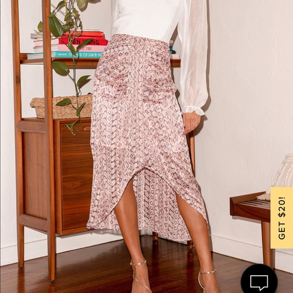 Lulus Dresses & Skirts - NWT Pink Multi Snake Print Midi Skirt